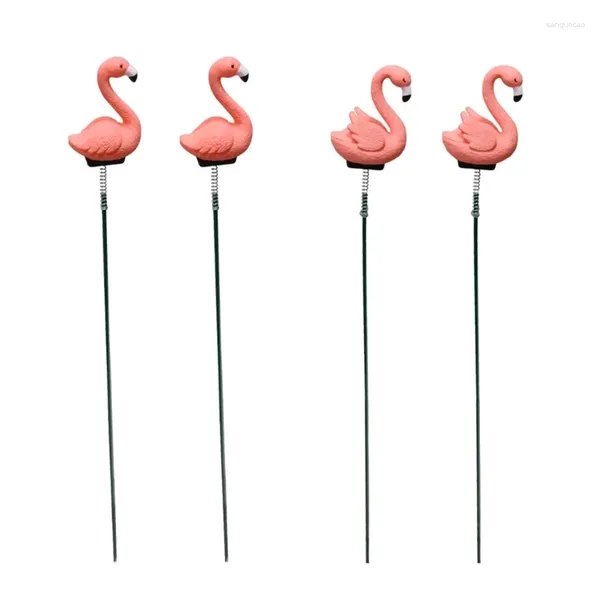 Decorações de jardim 4pcs estacas flamingo de 12 polegadas de 12 polegadas de arte de flores de flor de flor de flores de vaso de flores Inserir decoração de caminho do gramado