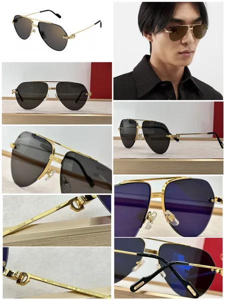 Óculos de sol de óculos de sol da marca para homens para homens mulheres luxo sapo vintage piloto sem moldura óculos de ouro óculos de ouro lente de alta qualidade de alta qualidade 0427 uv400