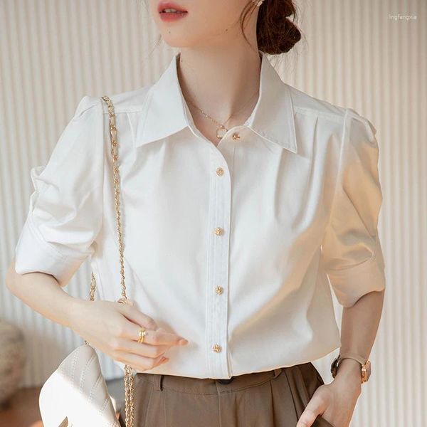 Женские блузки белая рубашка Женская блузя офисная леди розовый слой рукав женские рубашки и блузы корейские модные дамы топы