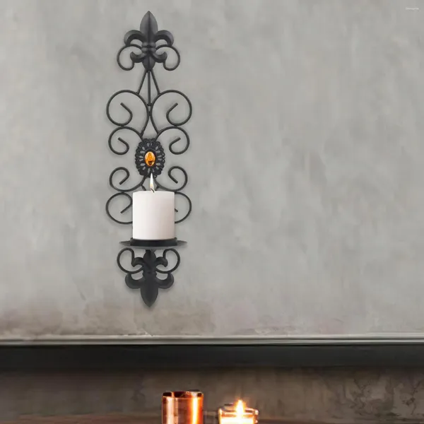 Mum tutucular siyah demir metal çay ışık tutucu oturma odası için dekoratif duvar sanatı