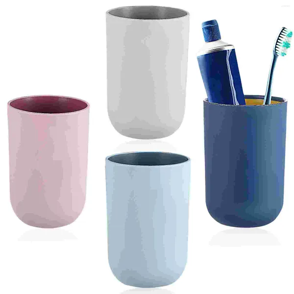 Tazze da 4 pezzi Porta per lavare tazza di plastica tazze di tazze da bagno denti studente