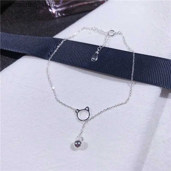 Cavigliere simpatico gattino decorativo reale 925 sterling sterling women cavle tren femminile caviglia l46