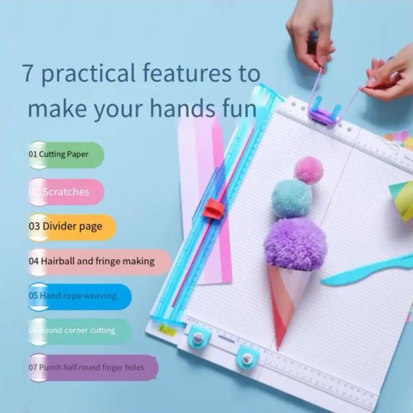 Bıçak 7in1 Taşınabilir Kağıt Kesici Skorbord El Sanat Kağıt Kesim Kırpma Kazık Kesme Hediye Kutusu Zarfı Scrapbooking Craft Araçları