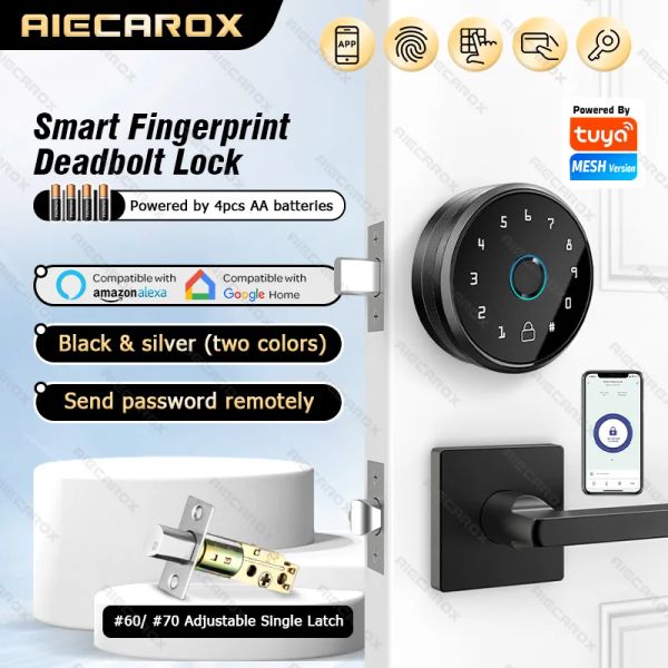 Blocca Tuya Bluetooth WiFi Fingerprint Sblocca blocco elettronico intelligente senza manico Tuya Smart Door Lock