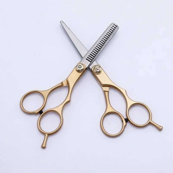 2pcs/Set Gold Haarschnitt Kit 6 -Zoll Schere Salon Professionelles Friseur Haar Schneiden ausdünnender Friseur Kammshaarstyling -Werkzeug