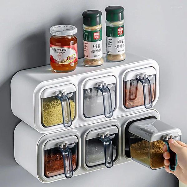 Aufbewahrung Flaschen Küchengeschirrsbox Wandmontaged Organizer Boxen Gewürztür und Organisation Jars für Gewürze Home Gadgets Garten