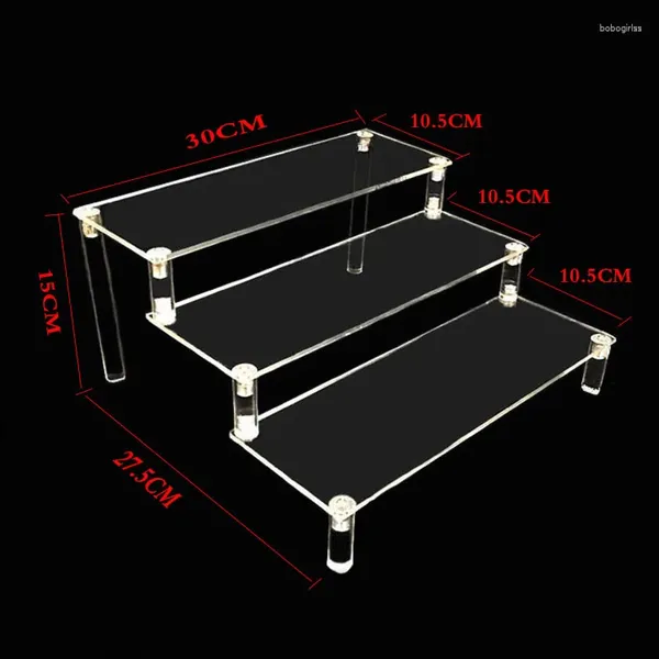 Piastre decorative acriliche a tre livelli rack trasparente cosmetici permanenti scarpe da portata