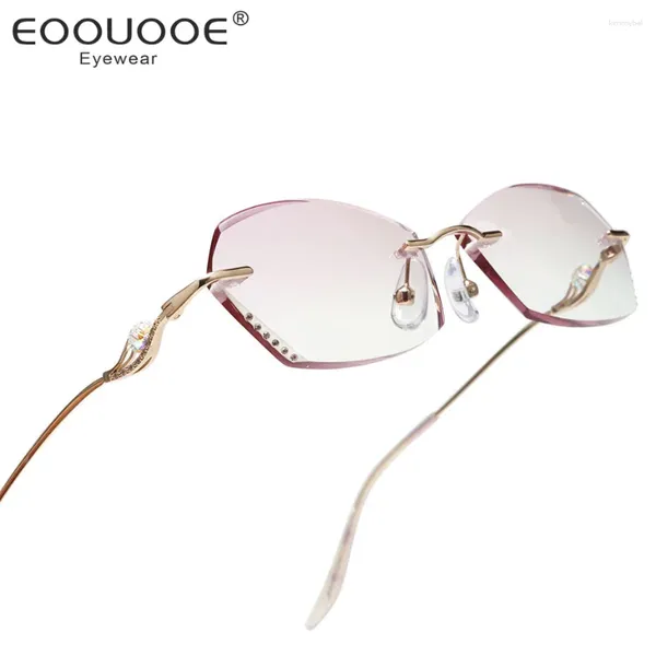 Sonnenbrille Rahmen Rahmen Frauen Räderbrillen Rahmen farbig Gefälle Pink Linsen Myopie Hyperopie Optisch glänzend Kristallfilter Blaues Licht Brillen