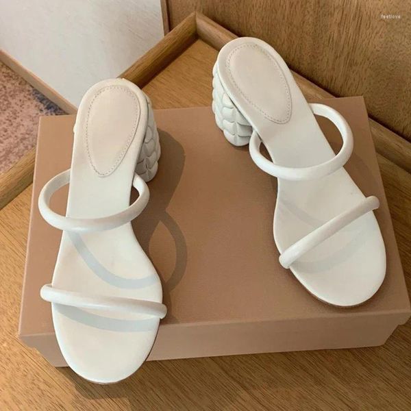 Sandali Master di lusso in pelle estiva per Women Square High Teli aperte Scheroni single cinghia femmina Zapatos Para Mujeres