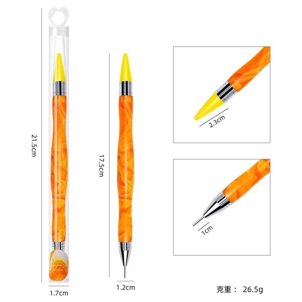 1pc Dual Nagel Doting Stift Kürbisgriff Griff Buntstift Wachs Bohrer Kopf Stahlrohr pflücken Nägel Strssteine Edelstein Art Maniküre Pinsel Werkzeug