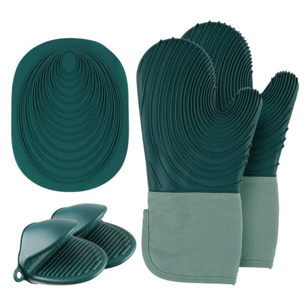 5pcs/set di guanti da forno silicone porta clip resistenti a calore guanti impermeabili guanti da cottura calda per cuocere al forno barbecue
