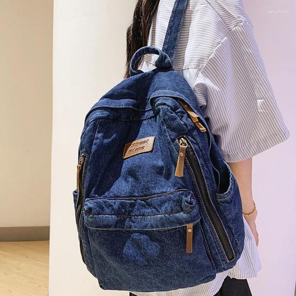 Backpack School School Leisure Bag Shopping Solid Student Student Color Soft Travel Men e jeans de capacidade de grande capacidade
