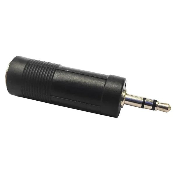 Novo adaptador de plugue mono preto mono 3,5 mm (1/8 de polegada) masculino a 6,35 mm (1/4 de polegada) Adaptor de conversor de áudio feminino para acessórios de música para