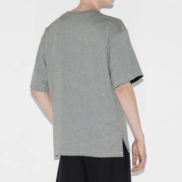 Herren-T-Shirts Verschiedenes graues und schwarzes reversible Strick-Baumwoll-T-Shirt #MR0392