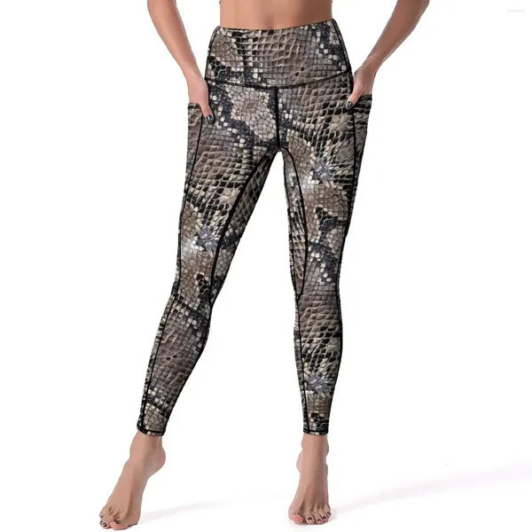 Kadın Tayt Yılan Hinkini Baskı Seksi Griler ve Silvers Yukarı Yoga Pantolonları Nefes Alabilir Strants Leggins Lady Design Fitness Sport Legging