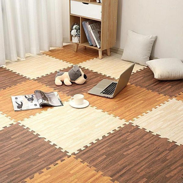 Tapetes 8pcs 30x30cm DIY retalhos de madeira padrão de espuma tapetes de carpete para sala de estar quarto de estar para casa Tatami Kids Baby brincar de tapetes