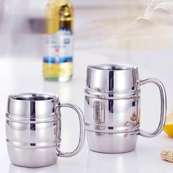 Tazze in acciaio inossidabile bere tazza con manico per bicchieri d'acqua riutilizzabili tazze da frantumi per feste attività all'aperto