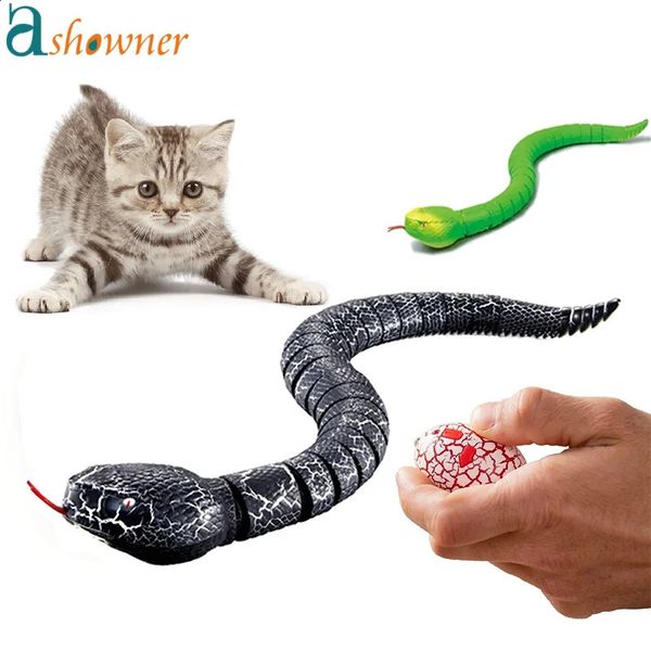 RC Remote Control Snake Toy para gatinho de gatinho controlador em forma de ovo Rattlesnake interativo Snake Cat Teaser Play Toy Game Pet Kid 240401