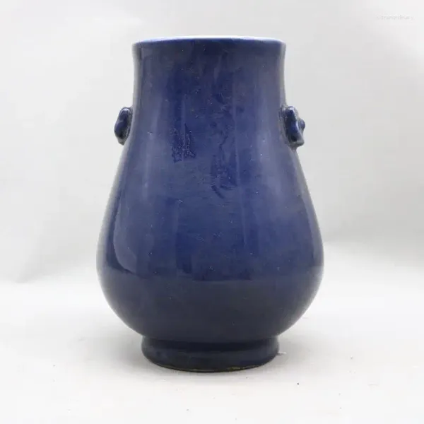 Vasos chineses Qing Qing Tongzhi azul de 4,53 polegadas vaso de porcelana para exibição decorativa Presente colecionável