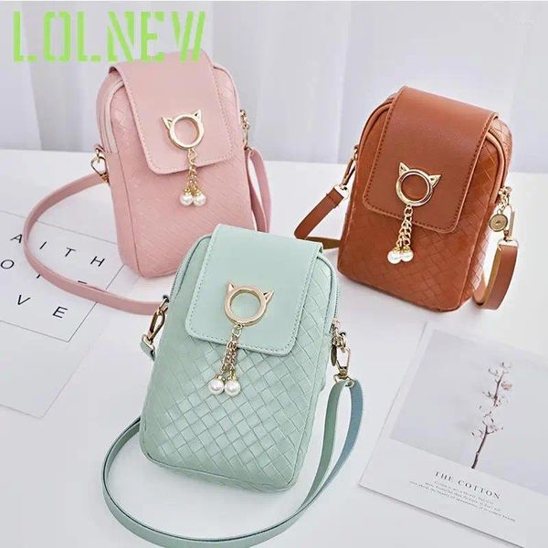 Bolsas de ombro Women Mini Bolsa de celular de corpo transversal Retro Tabelo Taquel Tassel No estilo da capa da diagonal feminina