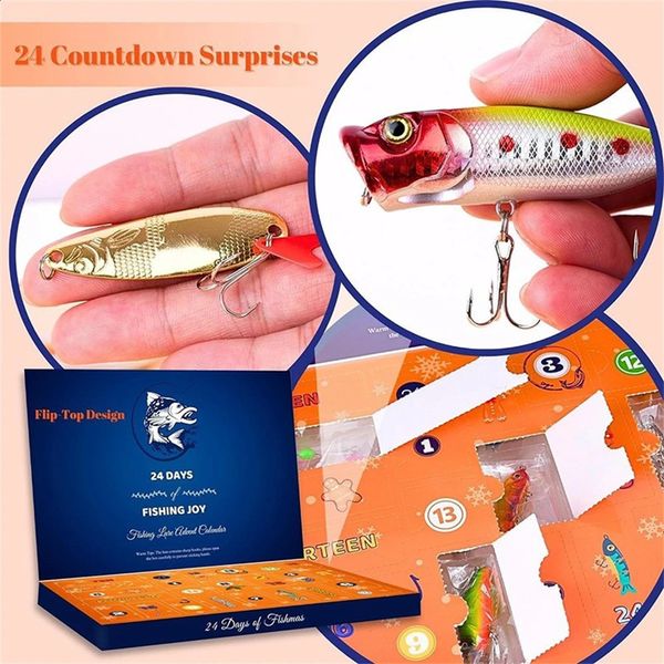 Blind Box Christmas Present Advent Calendar Fishing Lure Set The Blind Box Set Festive Party Supplies Fishing Set Fishing 240321