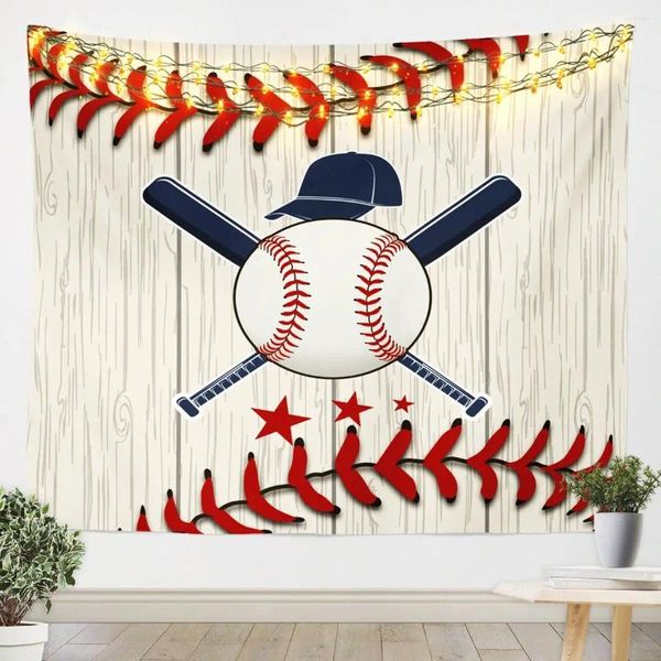 Wandteppiche Baseball Wandteppich Teenager Sportstil Spiel Wand Hänge Kunst für Schlafzimmer Wohnzimmer Wohnheim Wohnheimdekoration