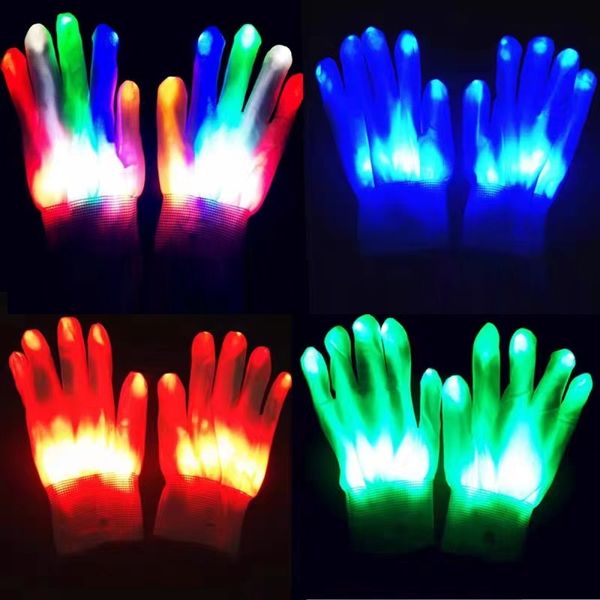 Forniture per feste Led Gloves Stage Performance Entertainment Cheer Halloween Glove Colorful Flash Gloveslt896