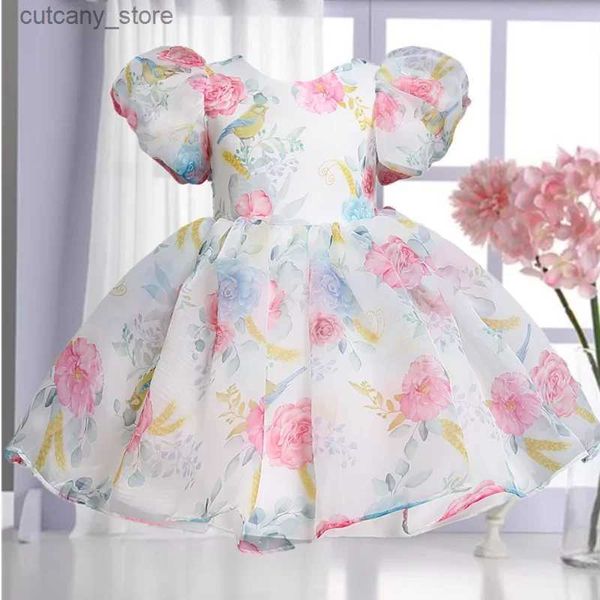 Abiti da ragazza carino ragazza principessa vestito litt ragazza soffio seve gala abito tutu 3-8y bambini abiti da fiocco di compleanno abiti da matrimonio da ragazza abiti da matrimonio l240402