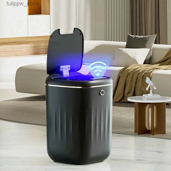 Tespole per rifiuti 20L Cestino per spazzatura intelligente con cestino del sensore automatico a luce UV Castinatura per immondizia intelligente per bagno bagno igienico cestino di scarto con coperchio L46