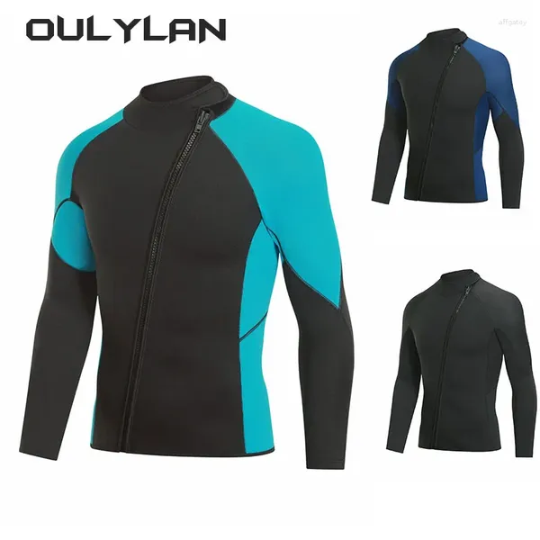 Menas de banho feminina Oulylan 3mm Neoprene Mergulho Dive para homens e mulheres jaqueta Profissional Pants Front Zip 2024