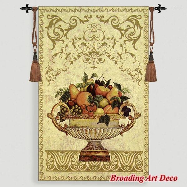 Arazzi Pot of Fruit -II Jacquard Weave Art Aberstry Wall sospeso Gobelin DECORAZIONE TESSILE CASA AUBUSSON Big Taglia 139x89cm