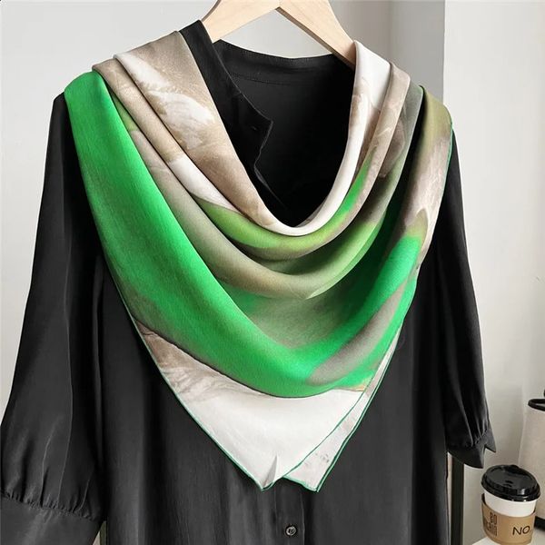 108 cm Brand Luxury Brand Silk Scarf Women Bandana Square Scarf Design Scarpe Kerchief per Scialliere da donna Echarpe 240325