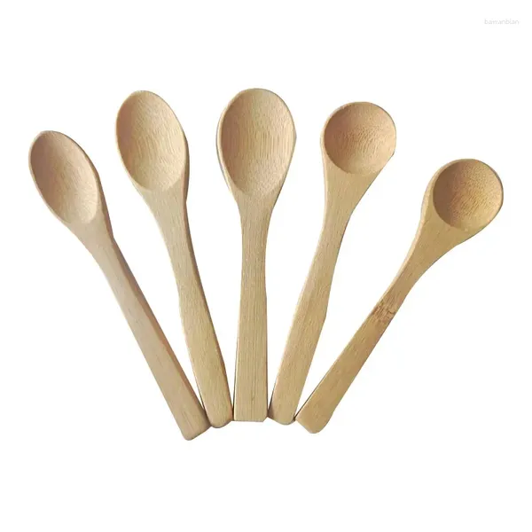 Colheres 1pcs de bambu natural, maçaneta reta colher, com sabor de sorvete de mel, suprimentos de cozinha