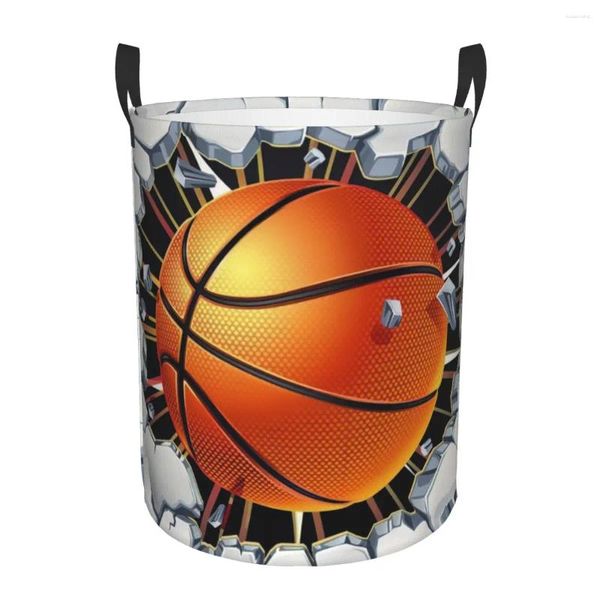 Bolsas de lavanderia Basketball Basket Casket Culture Culture Dots Round Rounds Restre para Bolsa de Armazenamento de Toys para crianças