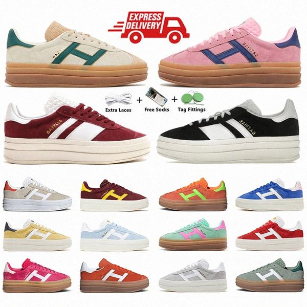 Sapatos de grife tênis ousada cor corafe -goma branca de mulher verde rosa branco preto de melhor qualidade og camurça couro tênis tênis p8t2#