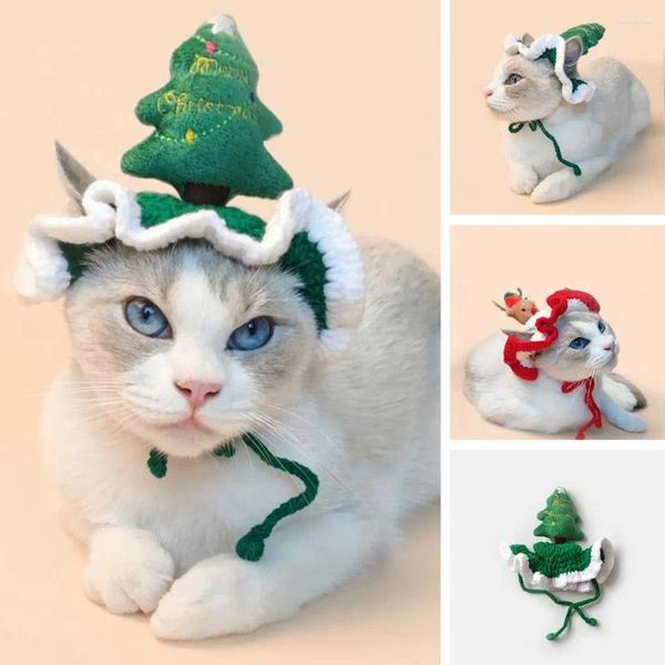 Hundekleidung Haustierhut für Winter süße handgefertigte Wollgestrickte Katze Weihnachtshüte Muss Weihnachten Baum Design Kleid Herbst