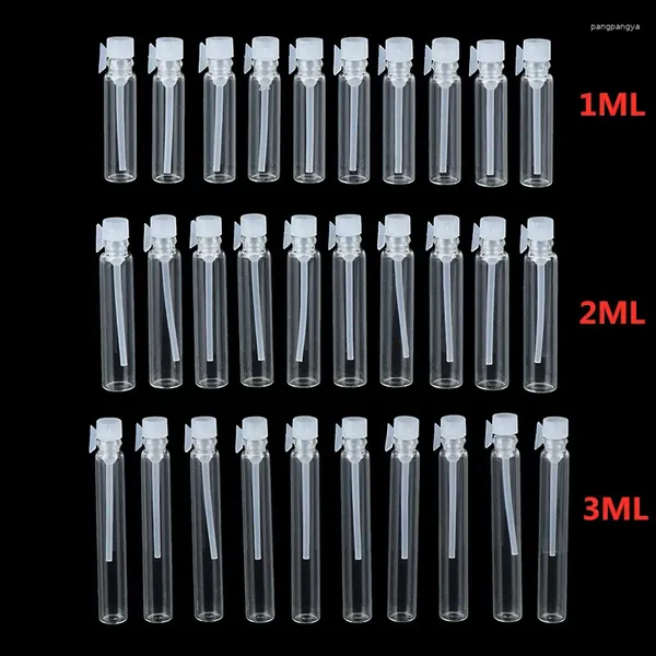 Bottiglie di stoccaggio 10pcs 1/2/3ml profumo di vetro trasparente vuoto piccolo campione fiale bottiglia di laboratorio di prova di prove di prova della fragranza liquida