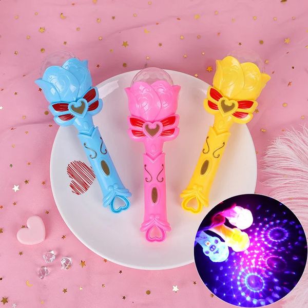 Garota brilhante Princesa Magic Wand Toy Led Night Light Magic Wand Glitter Btick Gliting for Girls Cosplay Party Props Gifts Gifts 240327