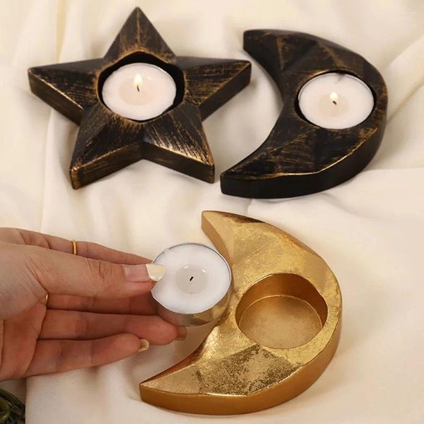 Kerzenhalter Stern Crescent Formplatte Harz Teelicht Halter Pentacle Candlestick Home Ornamente Urlaubsdekoration