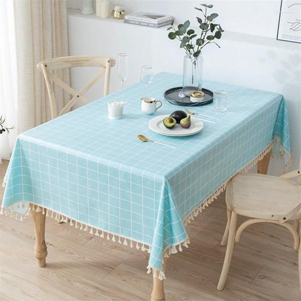Tischtuch Vintage Plaid Tischdecke mit Quasten -Cover -Baumwoll -Leinen -Tischdecken für Dinnerparty Innengebrauch