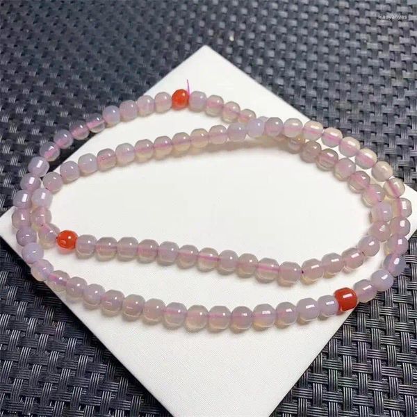 Dekorative Figuren 5,8 mm natürliches graues Chalcedon -Armband handgefertigtes Glück Energie Armreifen Heilung Mineralfrau Amulett Schmuck Geschenk 1PCS