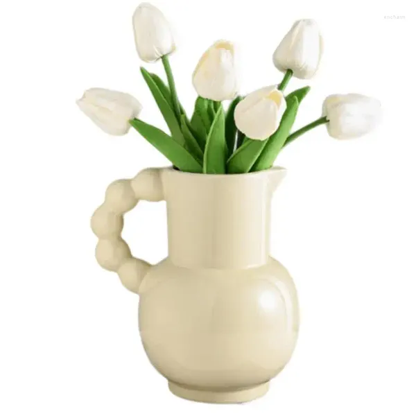 Vasi in ceramica per fiori da fattoria vaso per latte rustico brocca con manico in stile decorazioni bianche tavolo da matrimonio