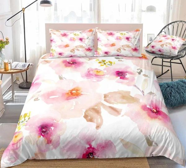 Bedding Sets Flowers Peach Conjunto de edredão floral capa