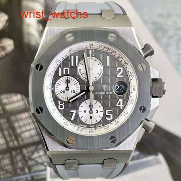 AP Racing Arms Watch Royal Oak Offshore -Serie 26470IO Elephant Grey Titanium Legierung zurück transparente Herren Timing Mode Freizeit -Sportmaschinen Uhr
