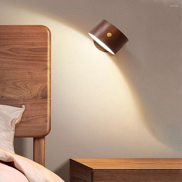 Wandlampe LED Nachtlicht wiederaufladbare dimmbare Lampen 360 Drehen Touch Control Reading Schlafzimmer