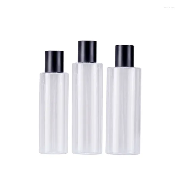 Speicherflaschen 100ml 120 ml 150 ml 200 ml 250 ml transparente leere Plastikflasche Schwarzer Schraubendeckel Pet Toner Kosmetische Nachfüllbar