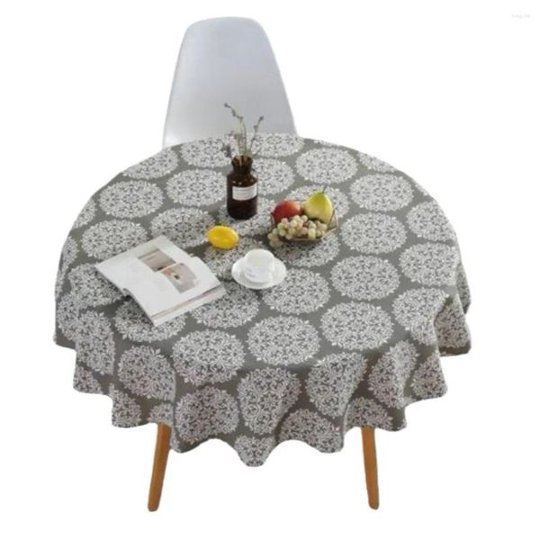 Tanta de mesa de mesa Europeia algodão poliéster redondo toalha de toalha de toalha de flor de toalha de flor cinza