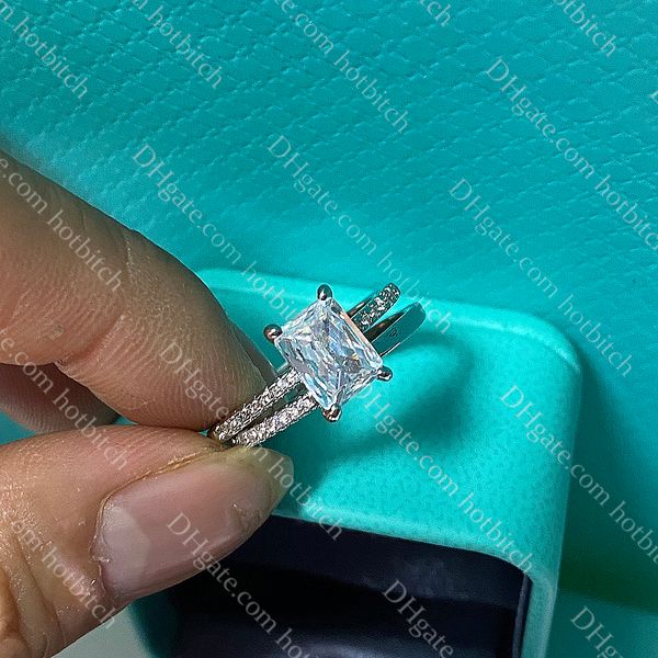 Klassische Lady 925 Silberring Designer Damen Diamond Ring Luxus -Verlobungsringe für Frauen Hochwertiges Schmuckgeschenke mit Schachtel