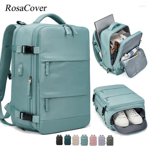 Rucksack Frauen Reisen wasserdichte Laptop -Tasche USB -Ladehafen -Boarding -Business -Gepäck mit Schuhen Tasche Mochilas