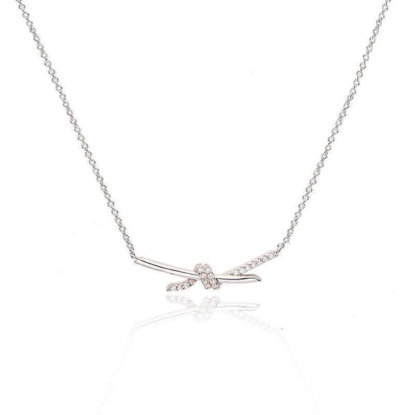 Designer Brand Summer New S925 Silver Bow Not Collace Gold Plodato Minimalist Style Intrepide Womens Collarbone Chain